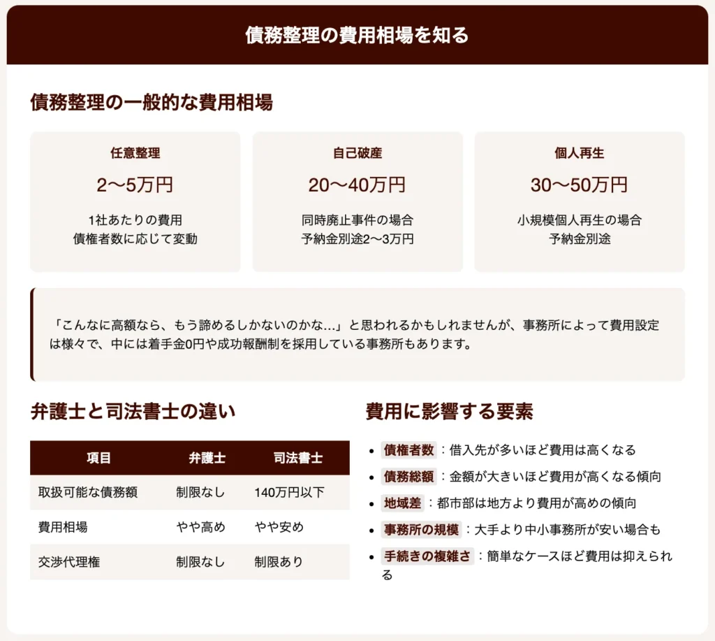 債務整理を一番安く依頼するには？0円で相談できる弁護士費用比較表
